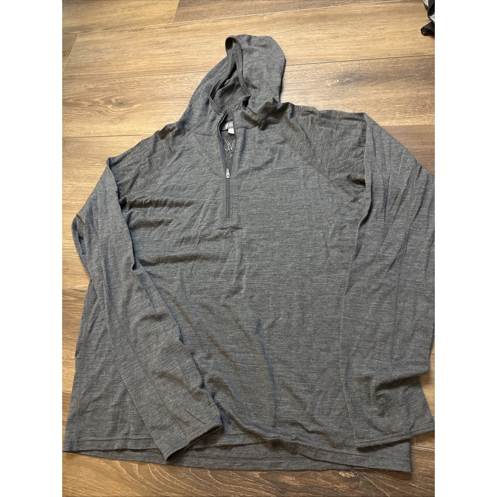 IBEX Hooded Indie Mens Merino Wool Pullover Hoodie Gray Size XL Base layer